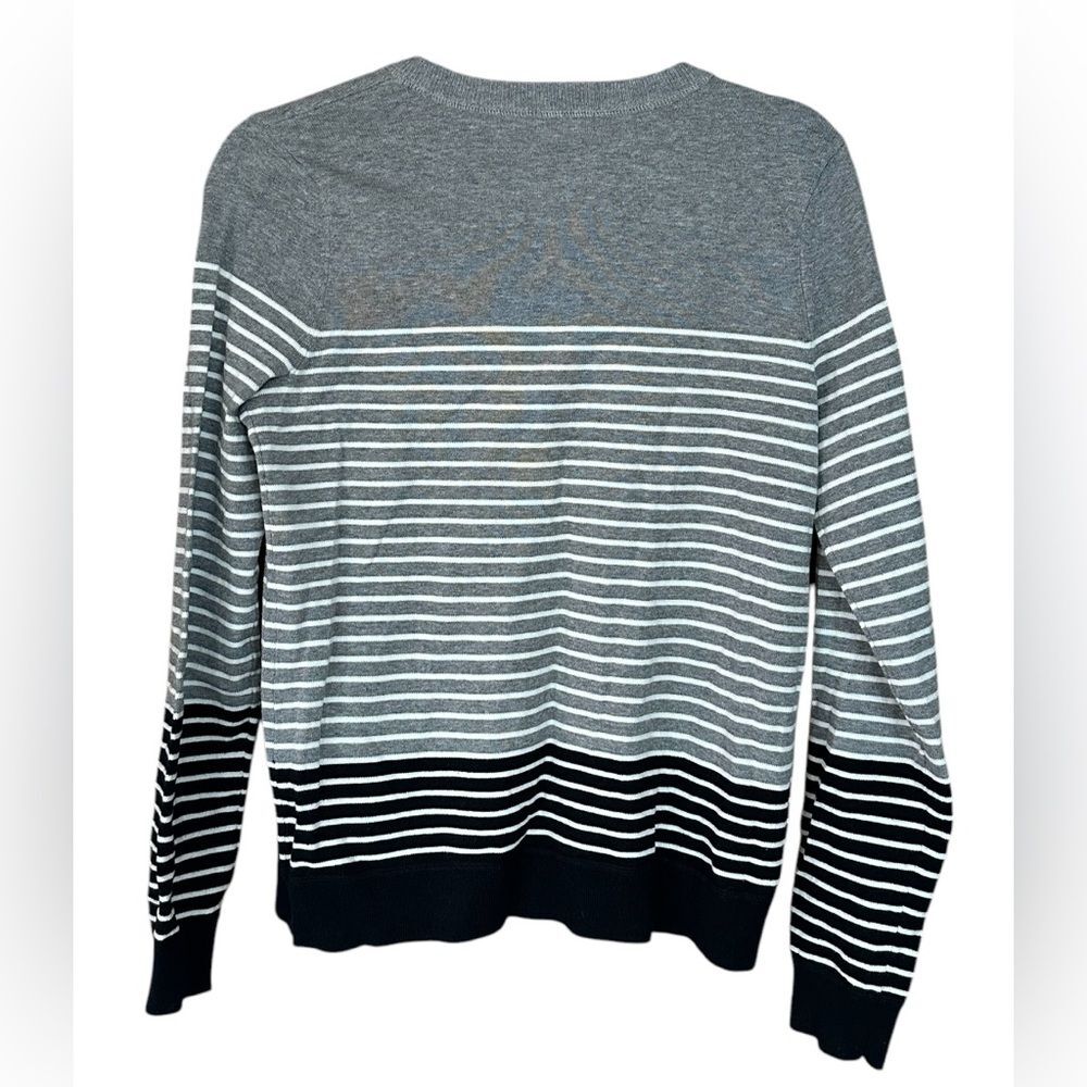 Eddie Bauer Striped Cardigan Sweater - Black Gray White. Button Closure. Size S - Picture 2 of 6